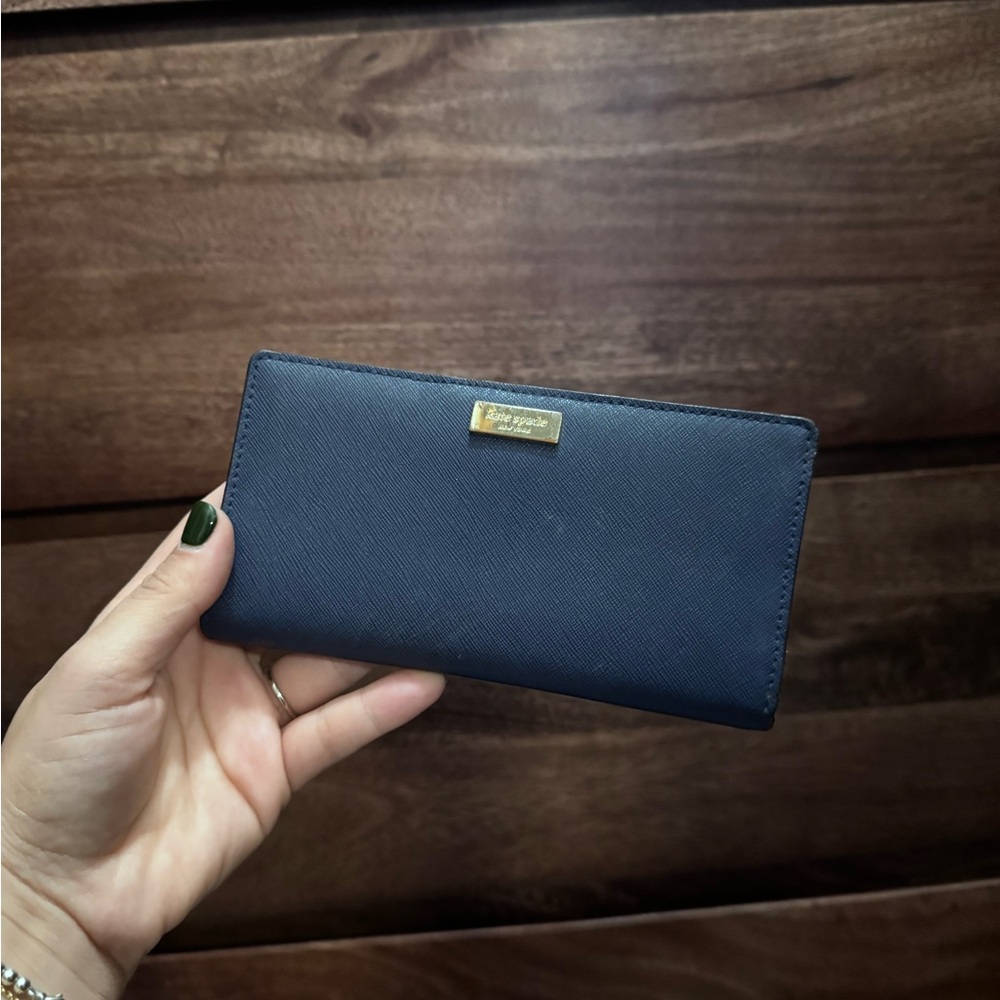 Kate Spade Navy Wallet with Gold Logo